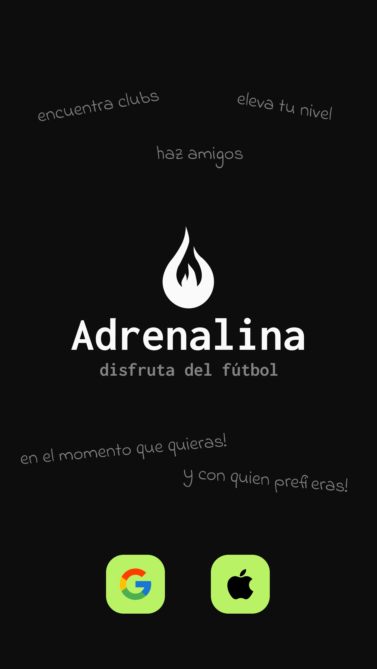 Adrenalina App - Pantalla Principal